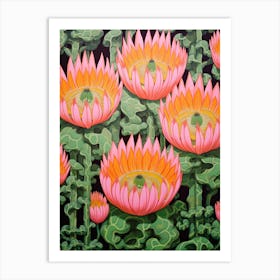 Mexican Style Cactus Illustration Gymnocalycium Cactus 2 Art Print