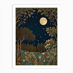 Moonlight In The Woods Style William Morris Art Print 10 Art Print