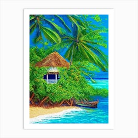 Little Corn Island Nicaragua Pointillism Style Tropical Destination Art Print