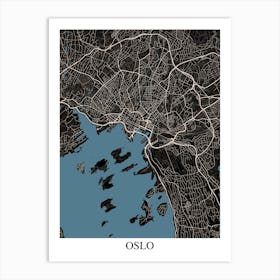 Oslo Black Blue Art Print