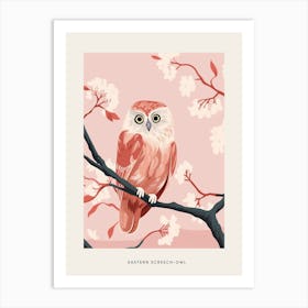 Minimalist Eastern Screech Owl Bird Poster Art Print