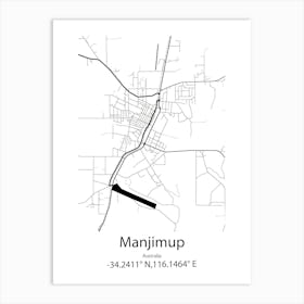 Manjimup,Australia Minimalist Map Art Print