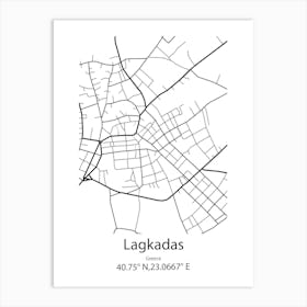 Lagkadas,Greece Minimalist Map Art Print