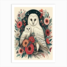 Barn Owls Style William Morris Art Print