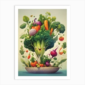 Cartoon Vegetables Art Print