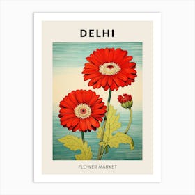 Delhi India Botanical Flower Market Poster Art Print
