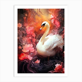 Swan In The Water Art Print