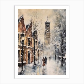 Vintage Winter Painting Cambridge United Kingdom 1 Art Print