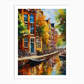 The city of Amsterdam, Netherlands, streets, cafes, passing by, the beauty of summer,oil colors.8 Art Print