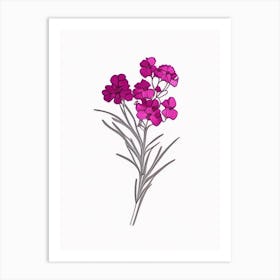 Sweet William Floral Minimal Line Drawing 4 Flower Art Print