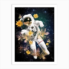 Astronaut With A Bouquet Of Flowers 5 Art Print