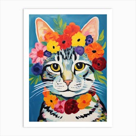 American Shorthair Cat With A Flower Crown Painting Matisse Style 3 Art Print