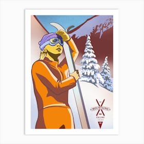 Retro Ski Bunny Art Print