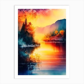 The Plitvice Lakes Watercolour Art Print