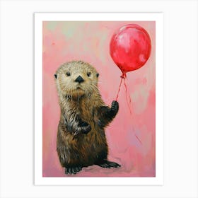 Cute Sea Otter 1 With Balloon Art Print