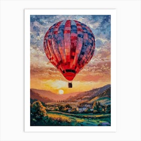 Hot Air Balloon At Sunset 2 Art Print