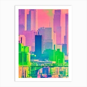 Port Of Hamburg Germany Retro Risograph Print 1 harbour Art Print