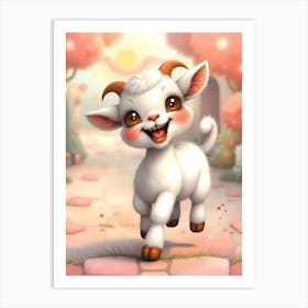 Boris the Snow-White Goat Art Print