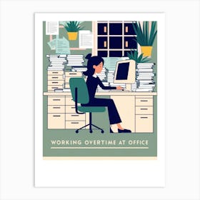 Working Overtime At The Office Art Print