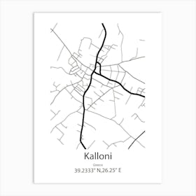 Kalloni,Greece Minimalist Map Art Print