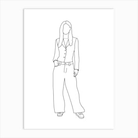 Woman In A Suit Monoline Drawing Illustration Art Print