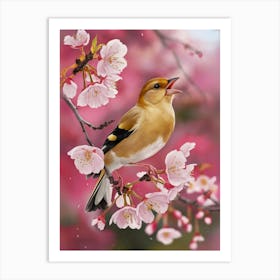 Bird In Cherry Blossoms Art Print