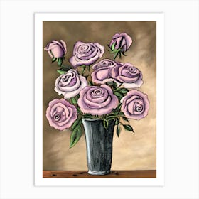 Purple Roses In A Vase 19 Art Print