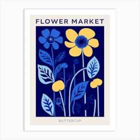 Blue Flower Market Poster Buttercup 3 Art Print