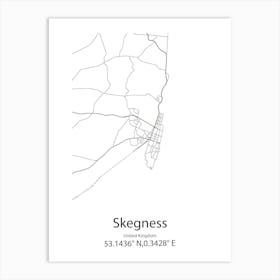 Skegness,United Kingdom Minimalist Map Art Print