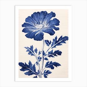 Blue Botanical Cineraria 2 Art Print