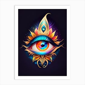 Celestial Eye, Symbol, Third Eye Tattoo 2 Art Print