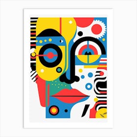 Pastel Geometric Abstract Face 3 Art Print