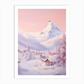 Dreamy Winter Painting Zermatt Switzerland 2 Art Print