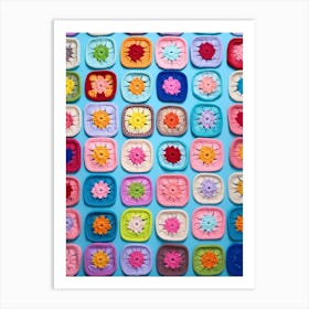 Crochet Granny Square  Retro 6 Art Print