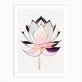 Sacred Lotus Abstract Line Drawing 4 Art Print