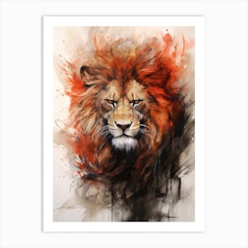 Lion Art Painting Chinese Brush Painting Style 4 Art Print