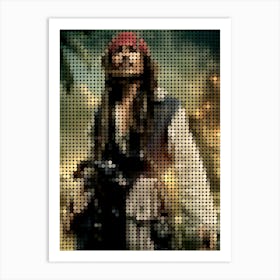 Pirates Of The Caribbean In A Pixel Dots Art Style Art Print