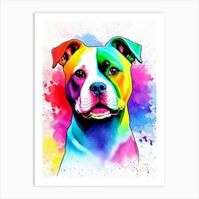 American Staffordshire Terrier Rainbow Oil Painting Dog Art Print
