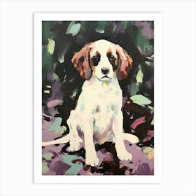 A Cavalier King Charles Spaniel Dog Painting, Impressionist 3 Art Print