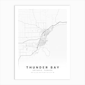 Thunder Bay Ontario Canada White Map Art Print