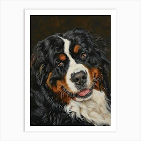 Burnese Mountain Dog Acrylic Painting 2 Art Print