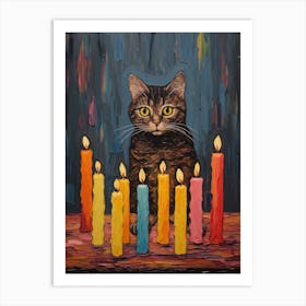 Cat and Candles 1 Art Print