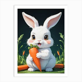 Rabbit With Carrots Art Print