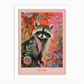 Floral Animal Painting Raccoon 4 Poster Art Print
