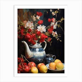 Autumn still life with apples Art Print