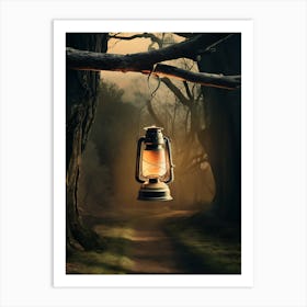 Lantern In The Forest Art Print