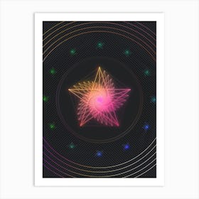 Neon Geometric Glyph in Pink and Yellow Circle Array on Black n.0248 Art Print