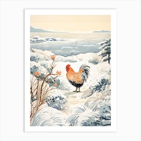 Winter Bird Painting Rooster 2 Art Print