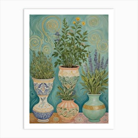 Pots Of Plants Art Print