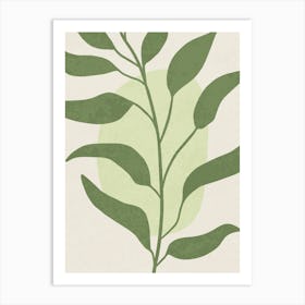 Minimalist Green Leaf Botanical Illustration Art Print